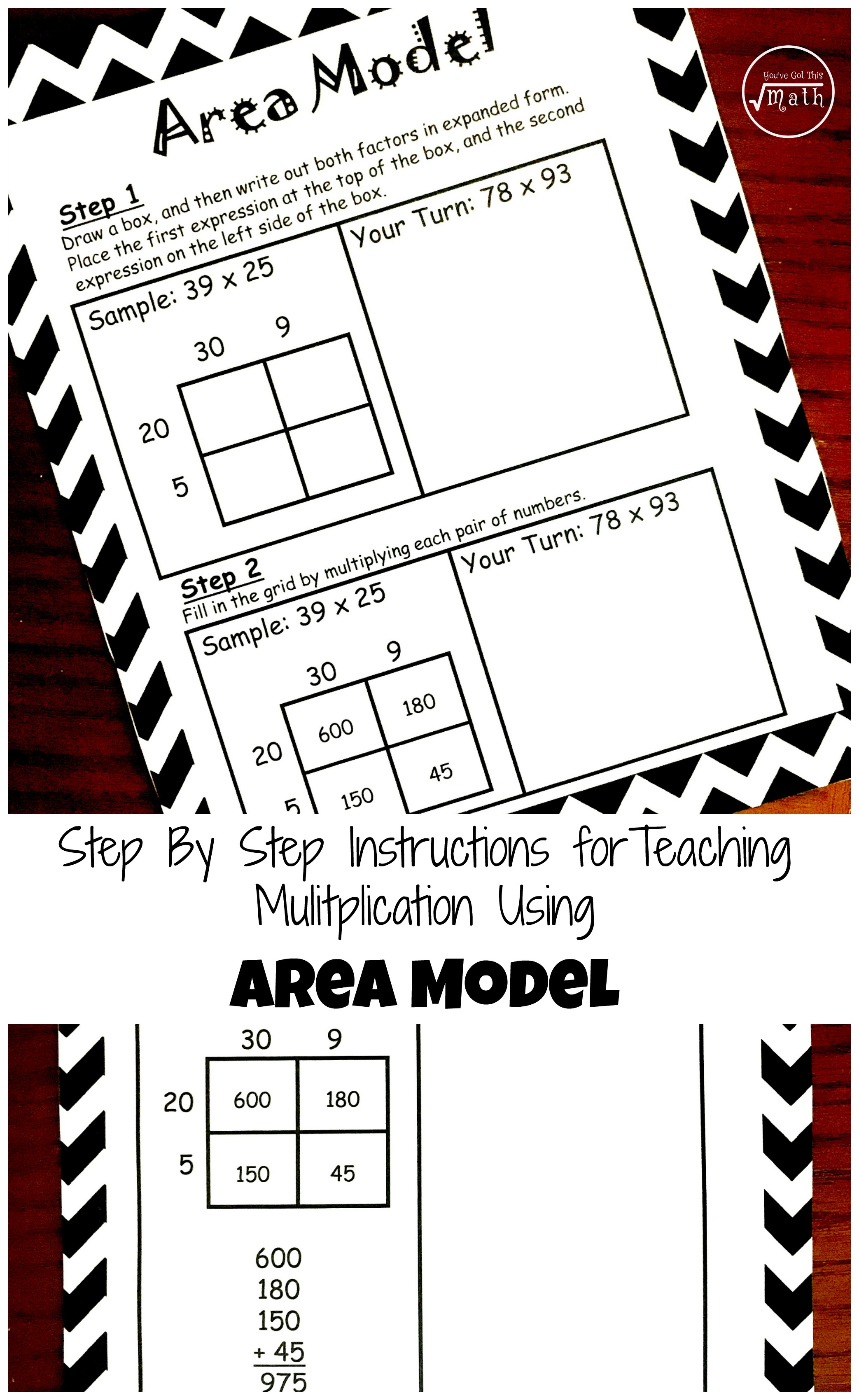 how to teach multiplication using area model (free printable)